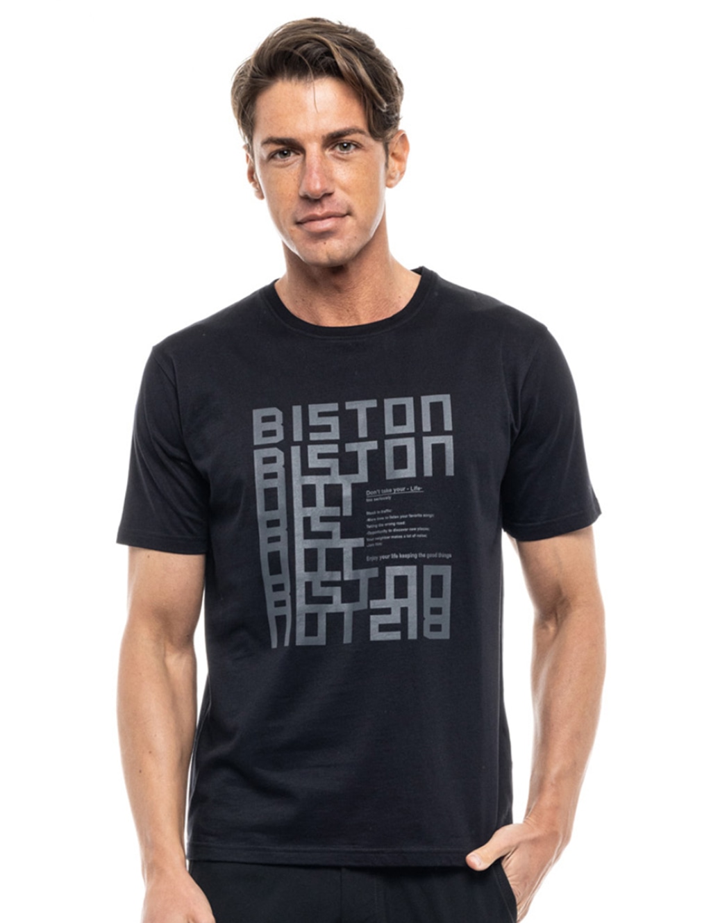 Biston fashion ανδρικό t-shirt ΜΑΥΡΟ 47-206-037-010-S