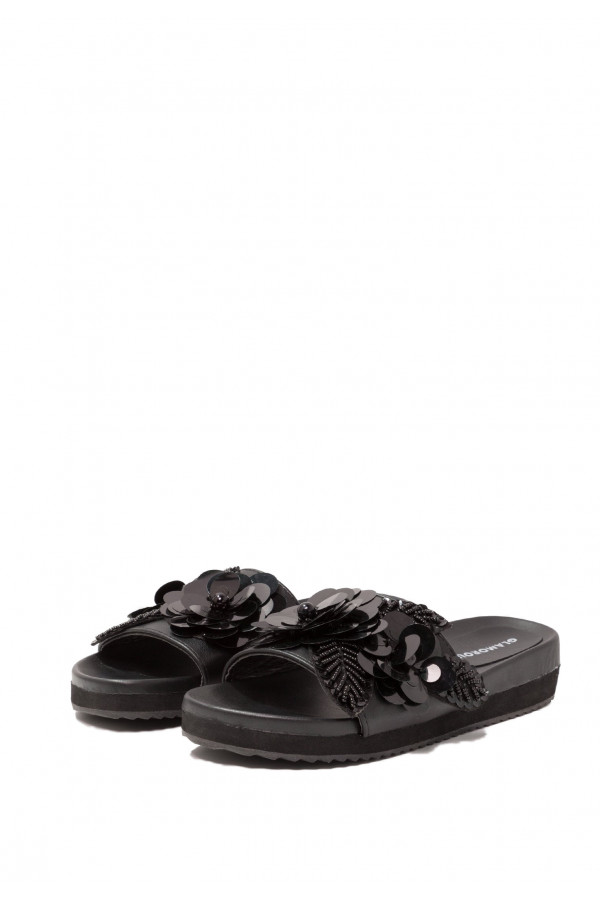 GLAMOROUS sliders δερματίνη ΜΑΥΡΟ 26-113-006