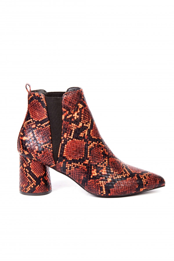 Μποτάκι δερματίνη snakeprint ΕΚΑΙ 17-113-003
