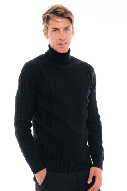 Biston fashion ανδρική πλεκτή μπλούζα με ψηλό γιακά