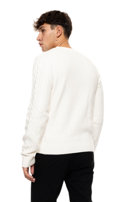 OFF WHITE Biston fashion ανδρική πλεκτή μπλούζα με στρόγγυλο λαιμό -  50-206-023-010-M | Boogie