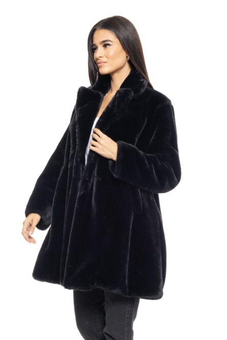 Biston fashion γυναικείο demi πανωφόρι από συνθετική γούνα