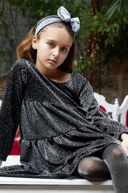 Energiers Φόρεμα ζακάρ μεταλιζέ με φραμπαλά για κορίτσι