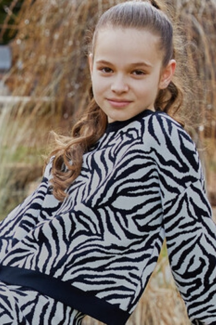 Energiers Πλεκτό πουλόβερ animal print ζεβρέ για κορίτσι