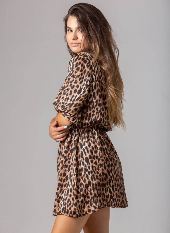 Φόρεμα σατέν leopard