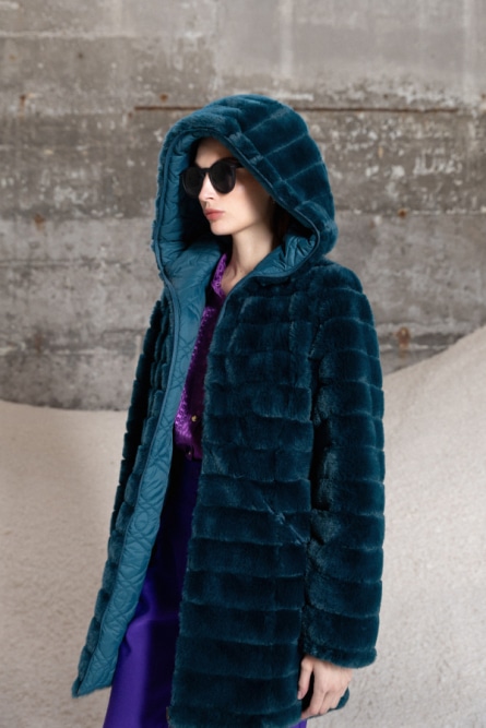 Splendid fashion γυναικείο demi γούνινο πανωφόρι διπλής όψης