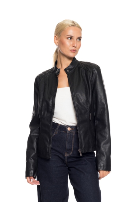 Splendid fashion γυναικείο κοντό πανωφόρι από συνθετική δερματίνη
