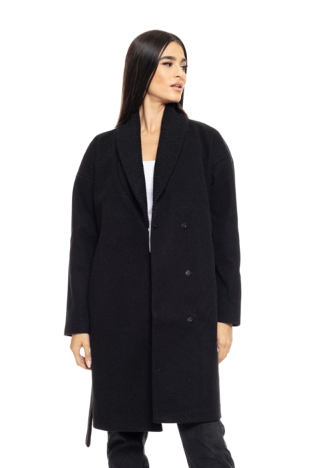 Splendid fashion γυναικείο μακρύ παλτό με πλεκτό γιακά
