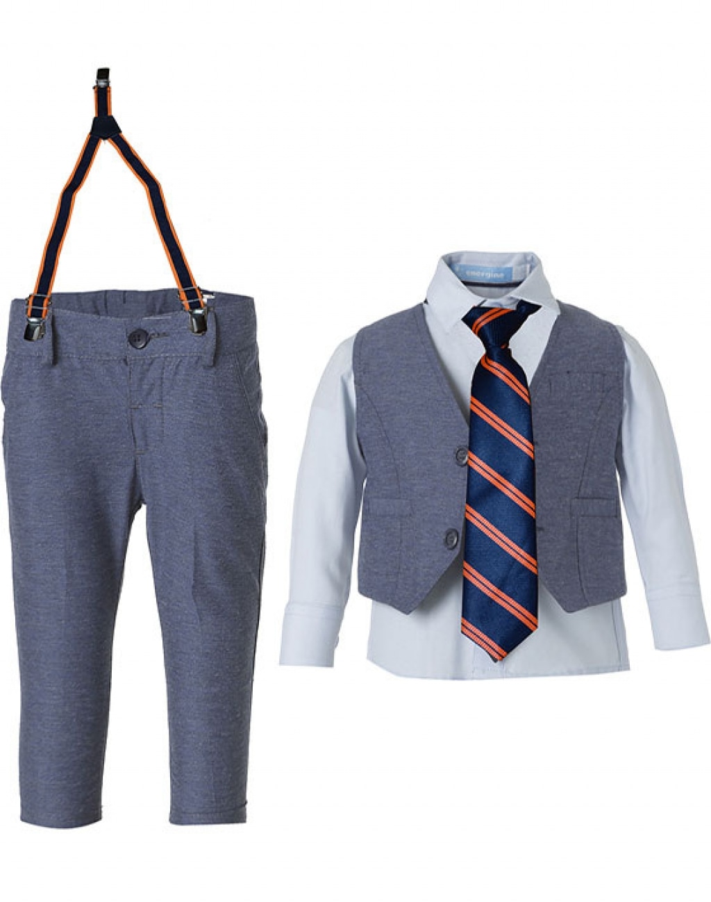 ΓΚΡΙ Energiers Σετ 5 τμχ, γιλέκο, παντελόνι με ρυθμιζόμενο λάστιχο στη  μέση, πουκάμισο, γραβάτα με ρυθμιζόμενο λάστιχο στο λαιμό και τιράντες -  11-118460-0 | Boogie